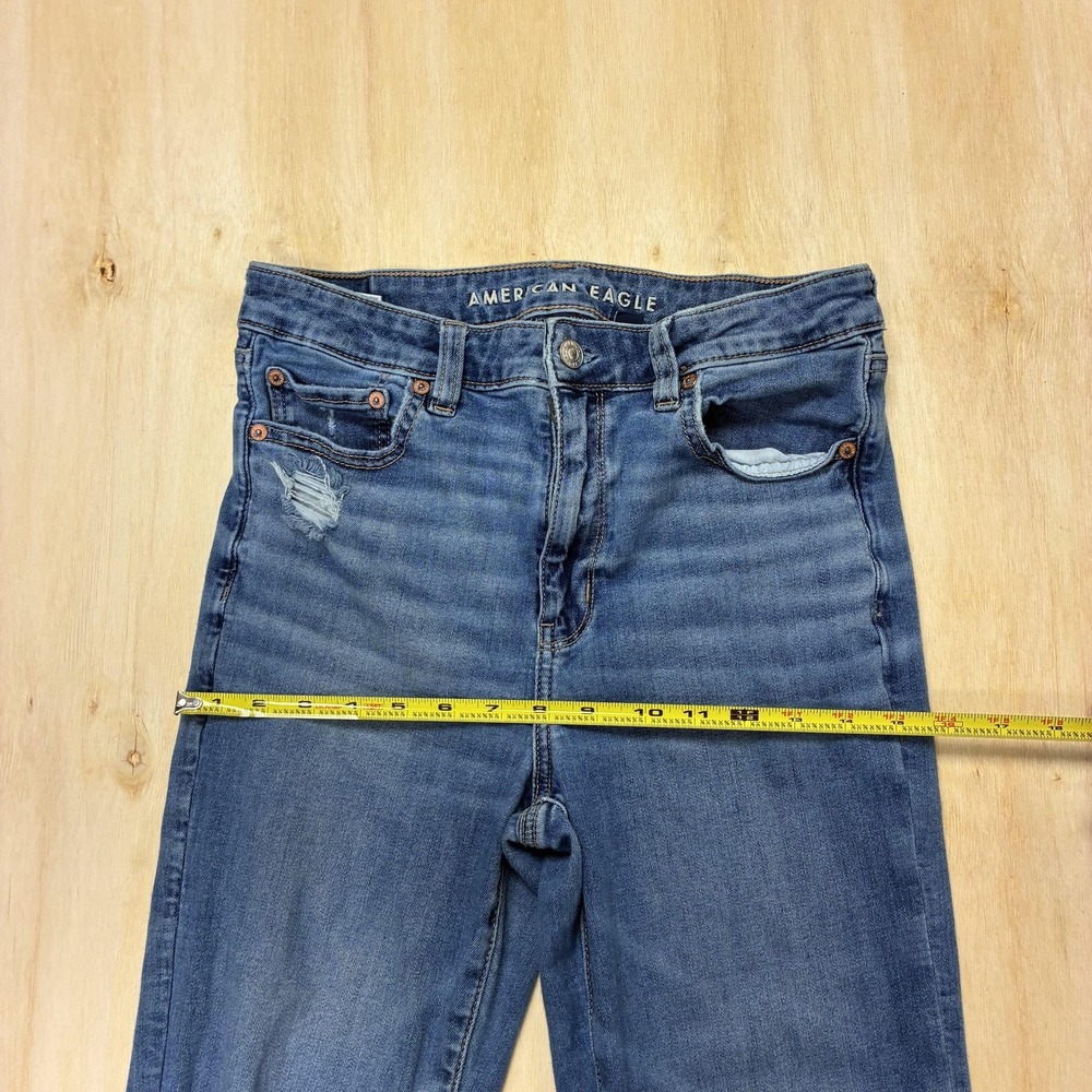 American Eagle Outfitters Next Level Stretch Flare Jeans Womens 8 Distressed - Picture 6 of 11